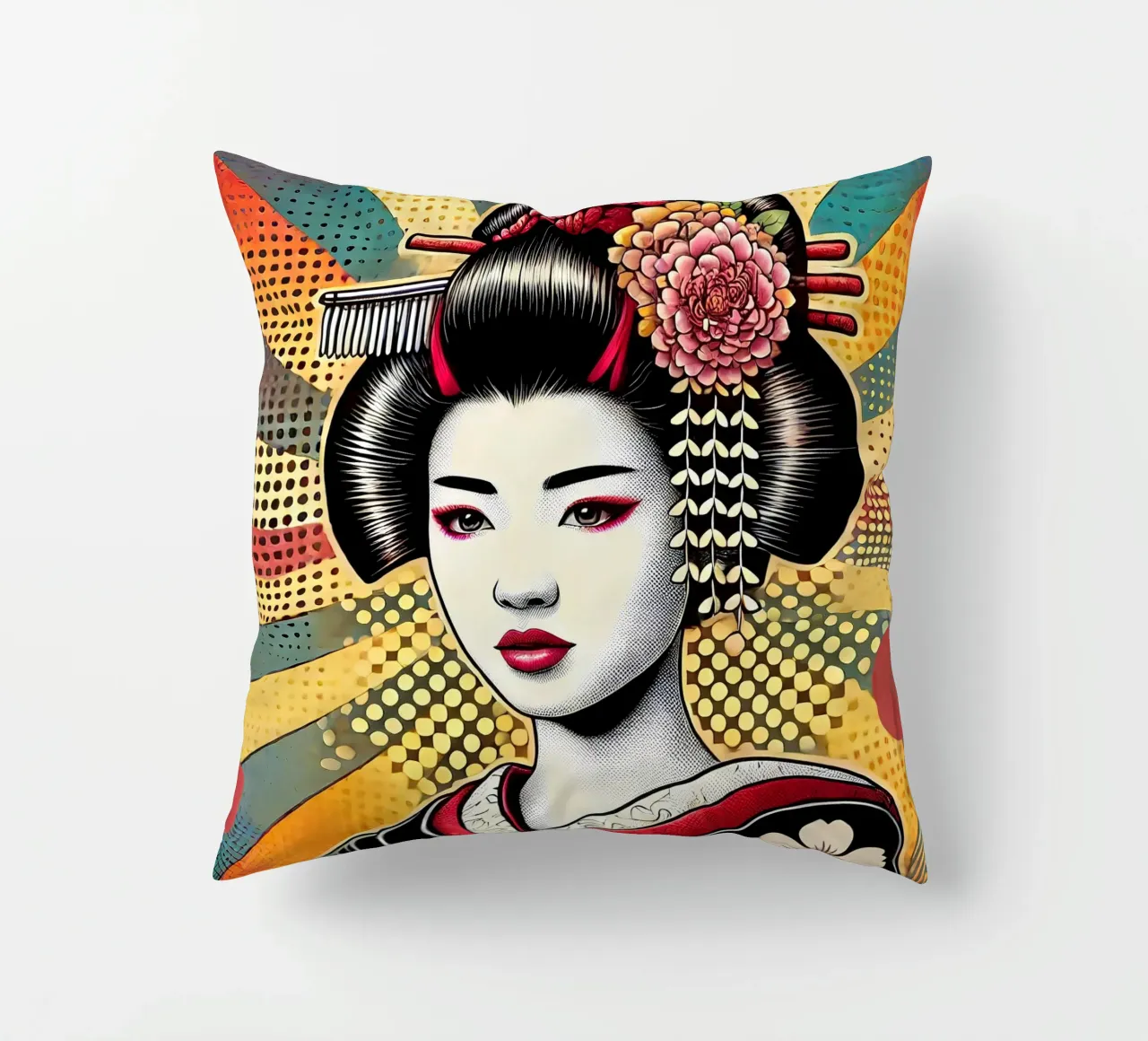 Geisha pop art cuscino da Digital Naive