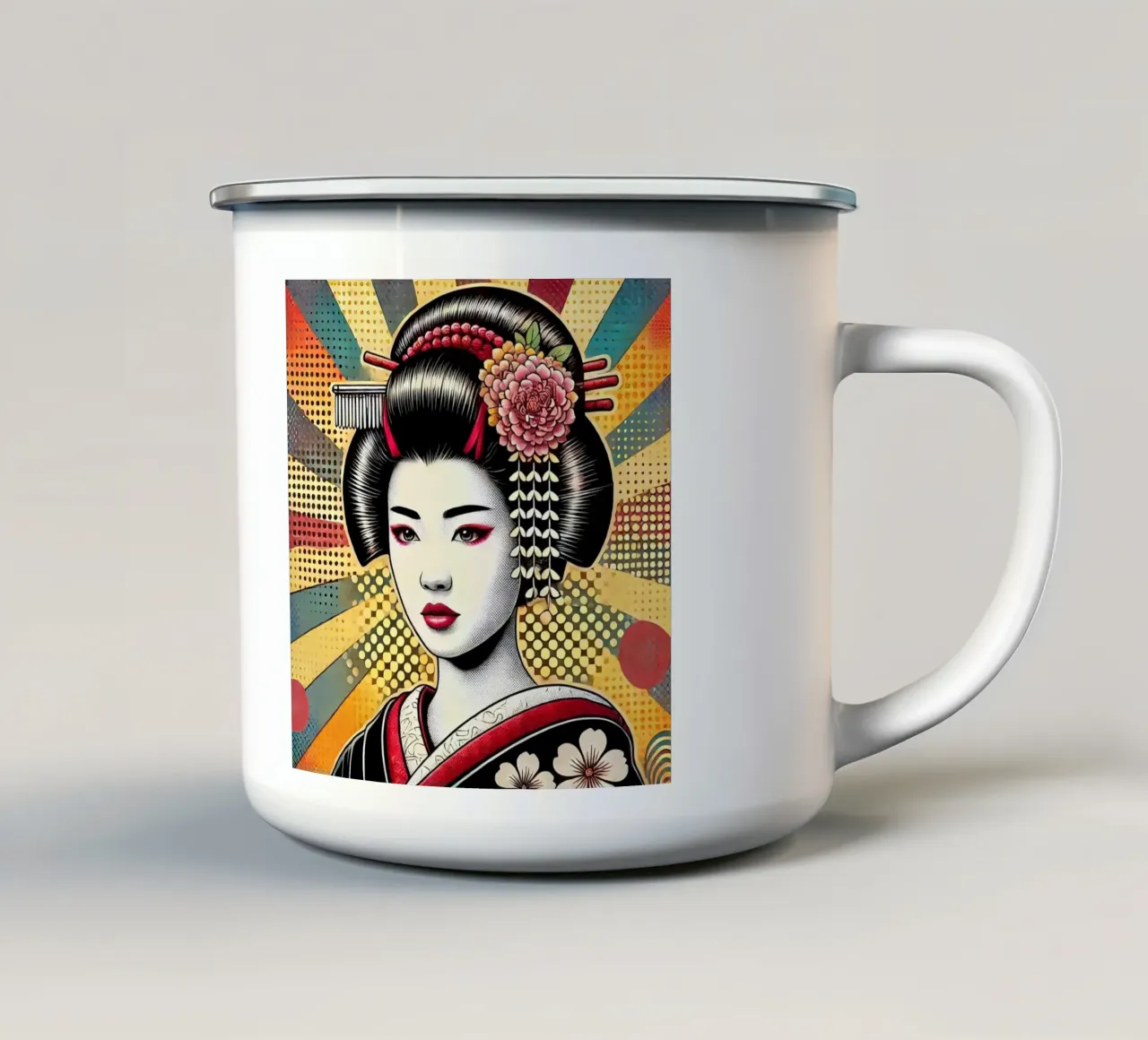 Geisha pop art tazza in smalto da Digital Naive