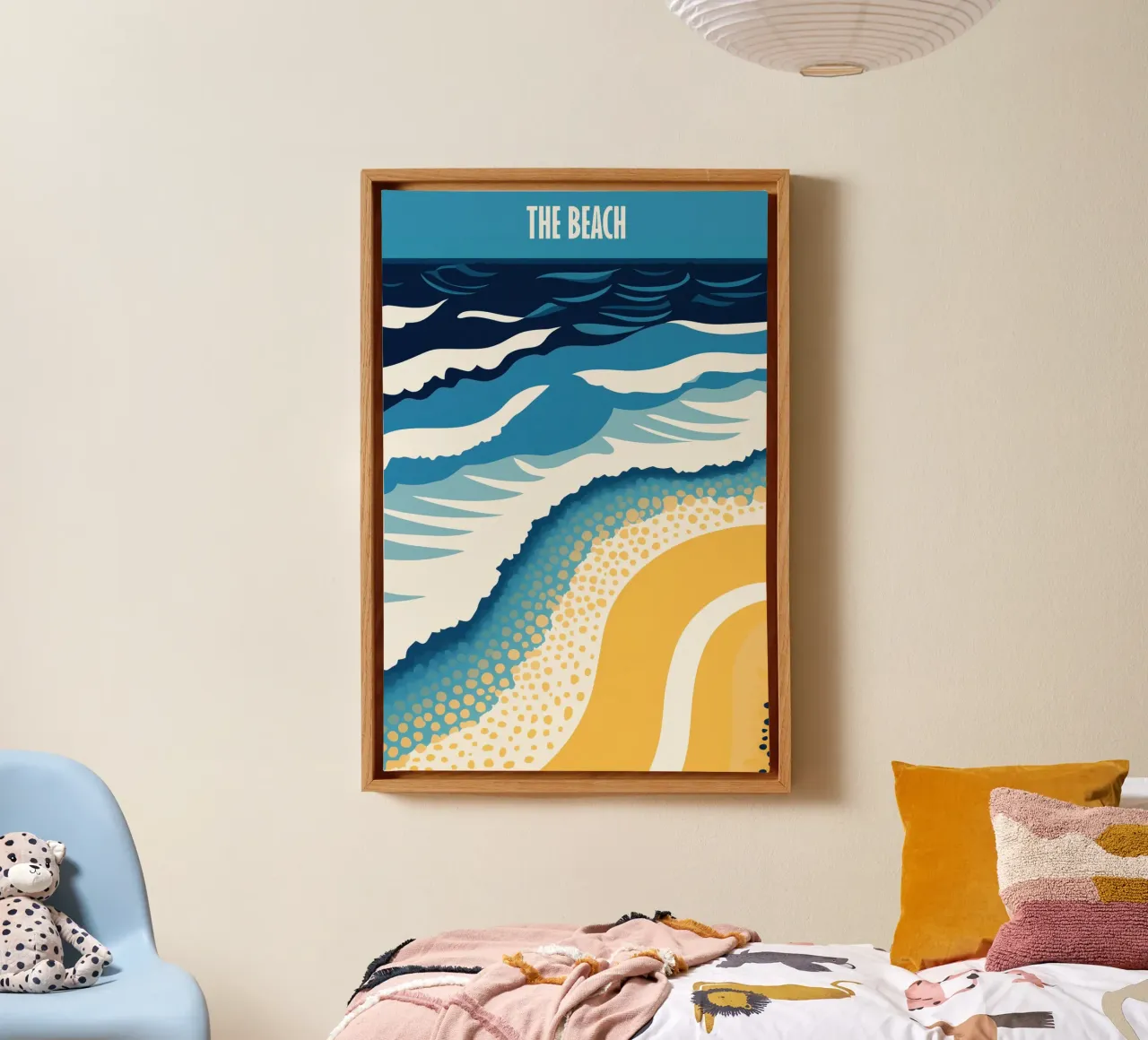 The Beach Vintage reisposter met een moderne twist canvas met Baklijst van Autofocus