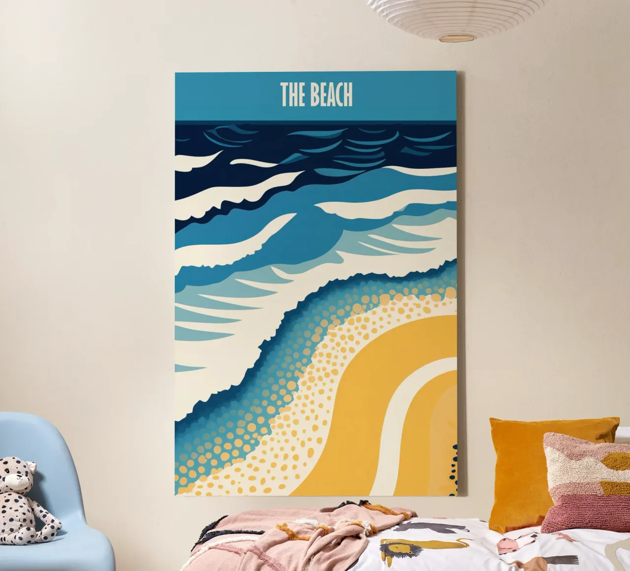 The Beach Vintage reisposter met een moderne twist canvas met Baklijst van Autofocus