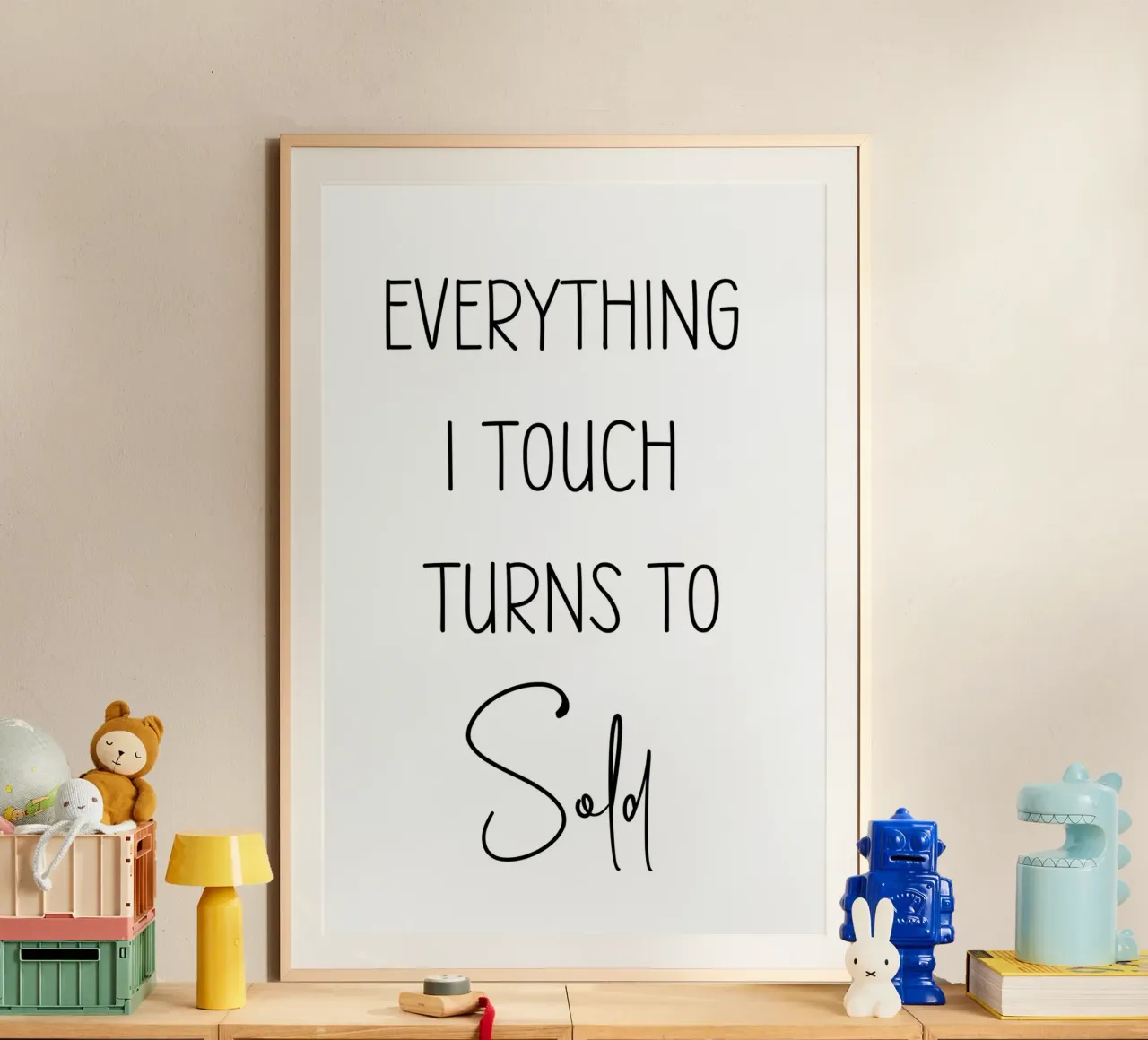 Tout ce que je touche est vendu poster avec cadre en aluminium de Shark Printables