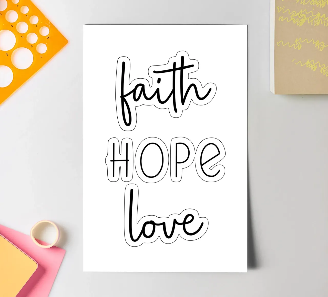 Glaube Hoffnung Liebe Stickerbogen von Shark Printables