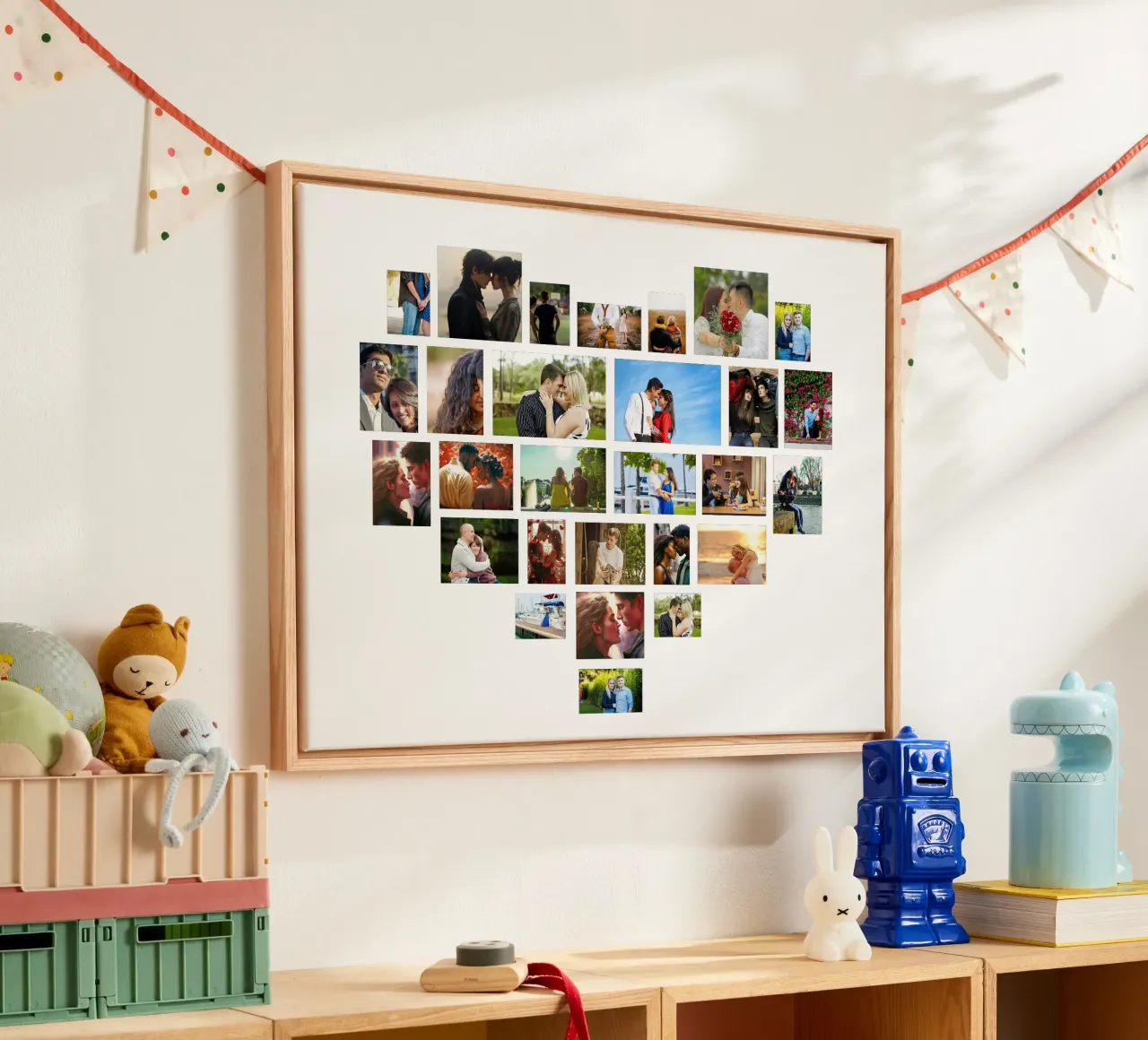Gepersonaliseerde 28 Valentijns Fotocollage Hart op maat canvas met Baklijst van Shark Printables