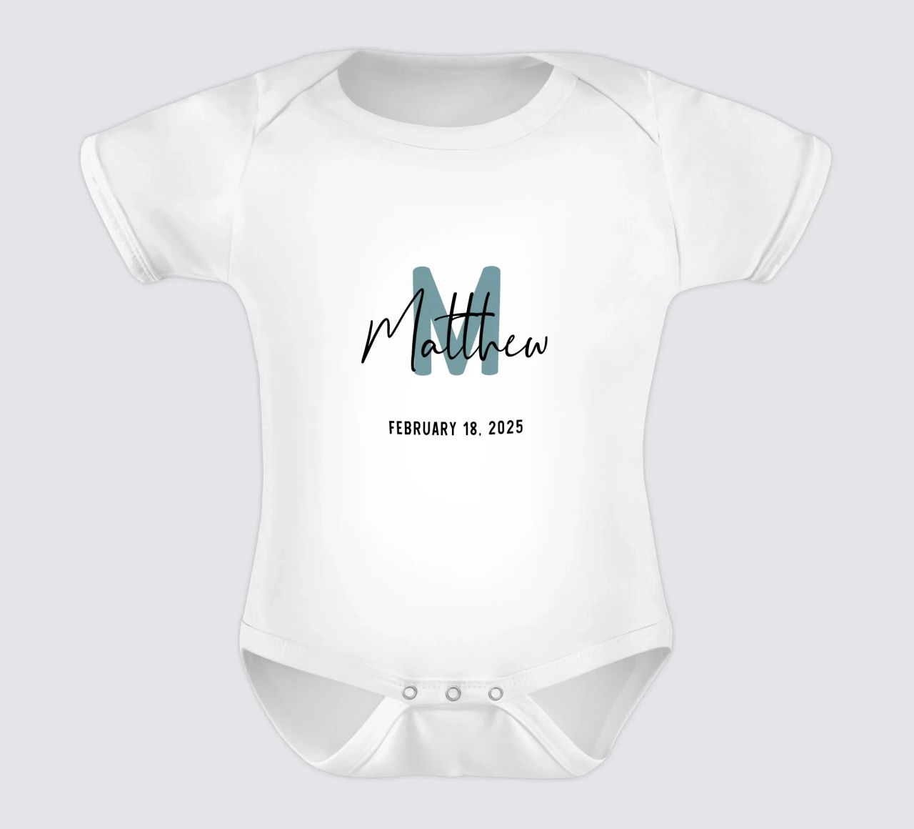 Gepersonaliseerde aangepaste initiële naam babyrompertje korte mouwen van Shark Printables