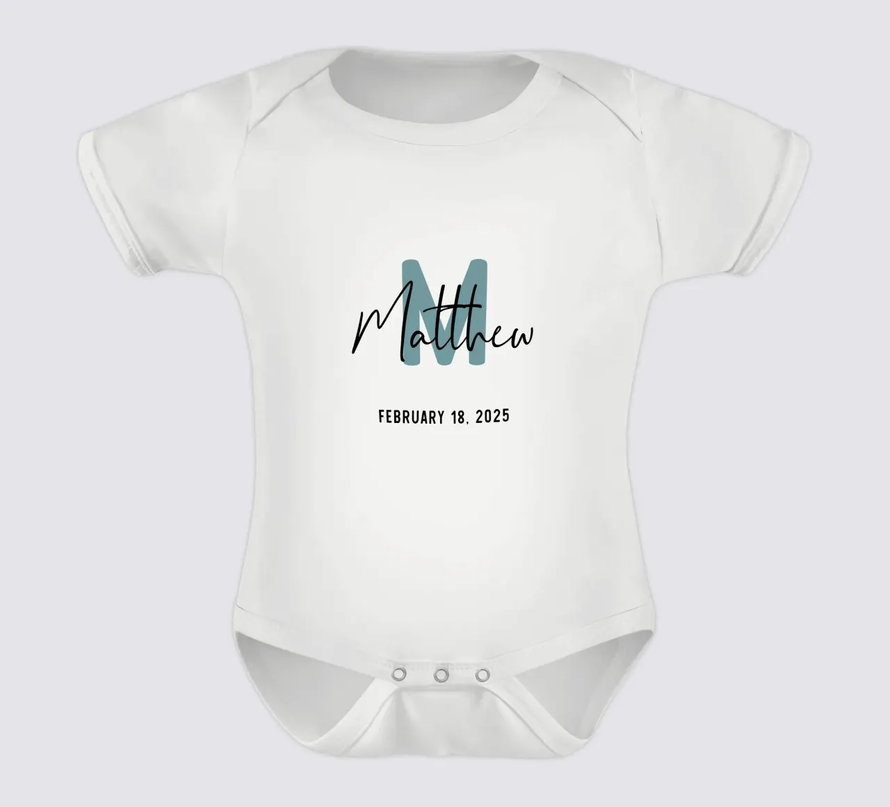 Personalisierter Name mit Initialen Kurzarm Babybody von Shark Printables