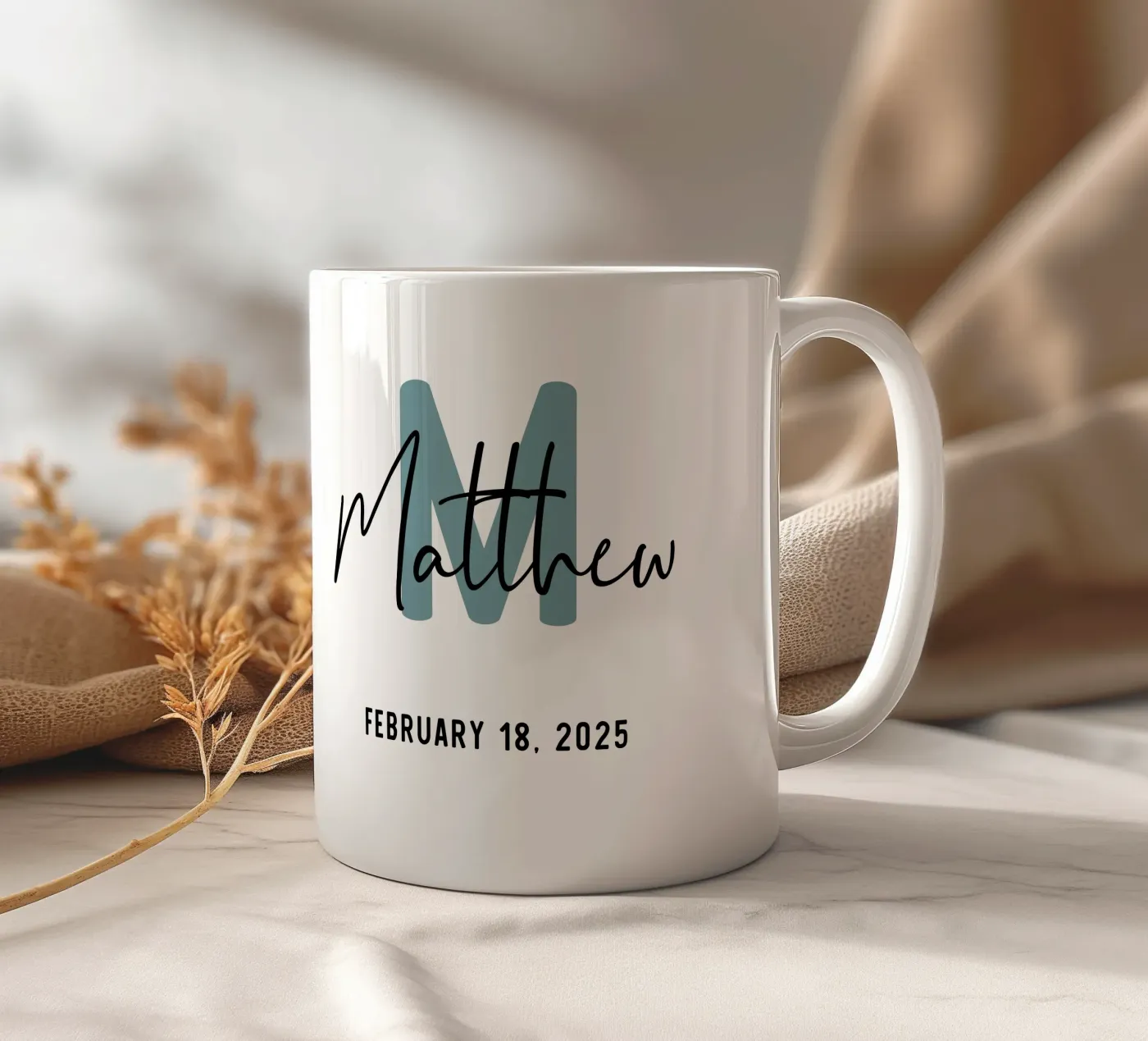 Personalized Custom Initial Name ceramic mug by Shark Printables