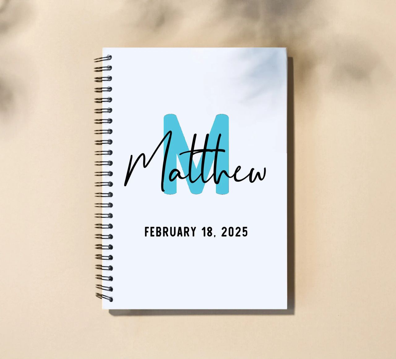 Personalized Custom Initial Name spiral notebook by Shark Printables
