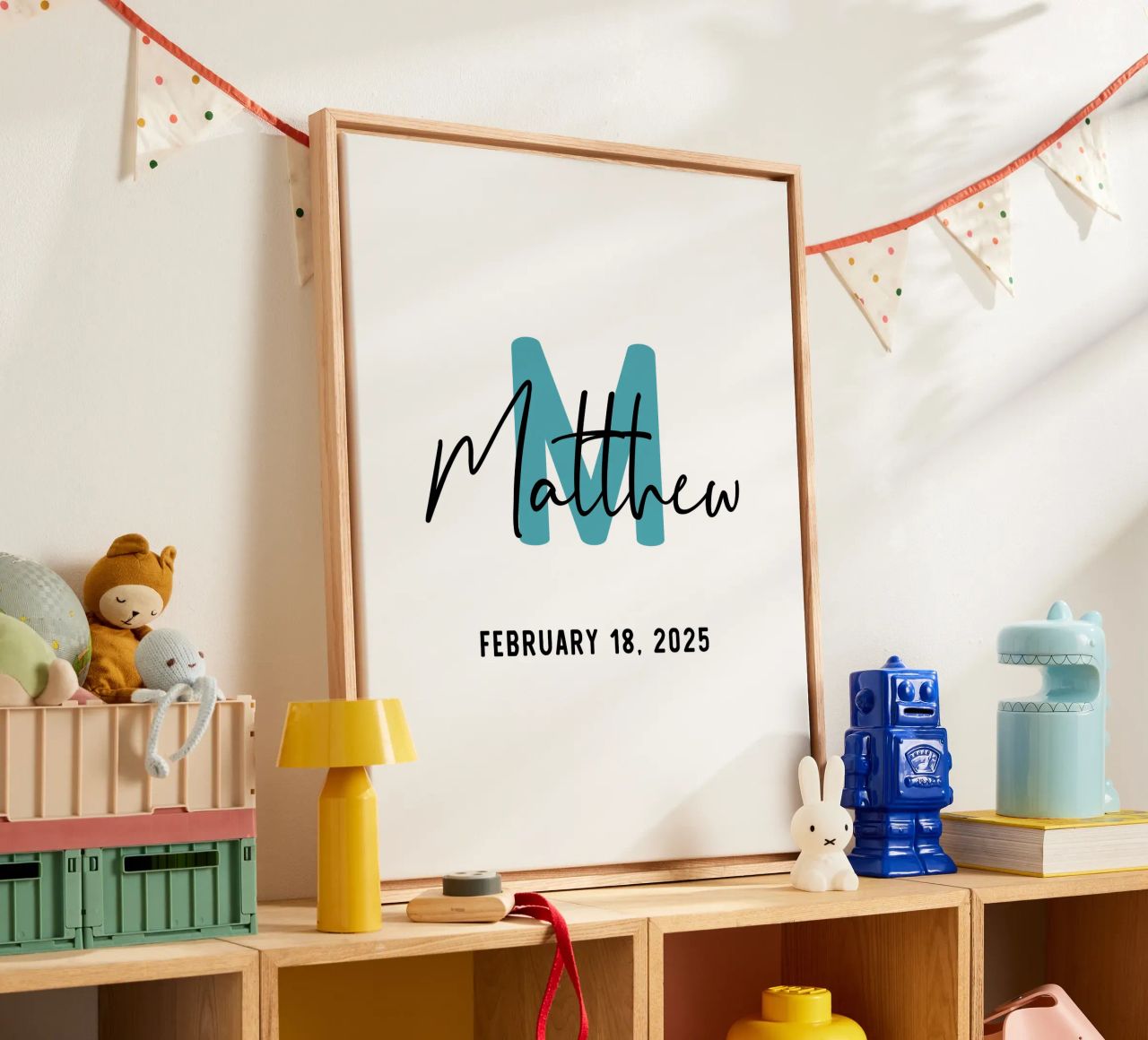 Gepersonaliseerde aangepaste initiële naam canvas van Shark Printables