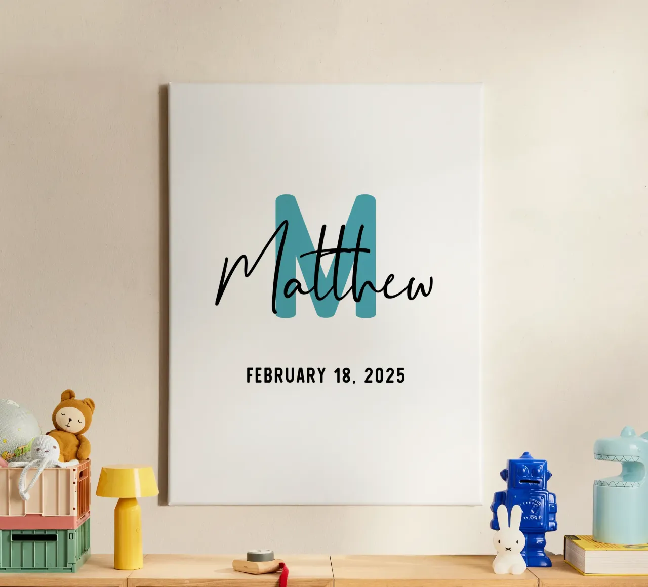 Personalisierter Name mit Initialen Leinwand von Shark Printables