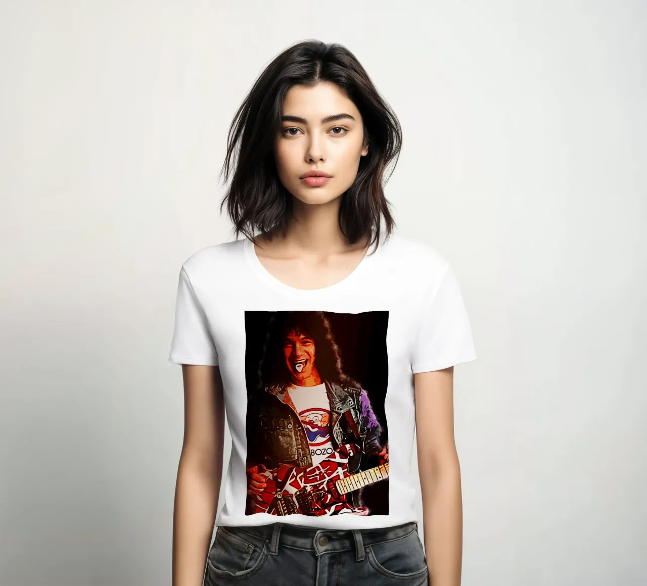 Art of Eddie Van Halen women's fitted t-shirt by neonartroom