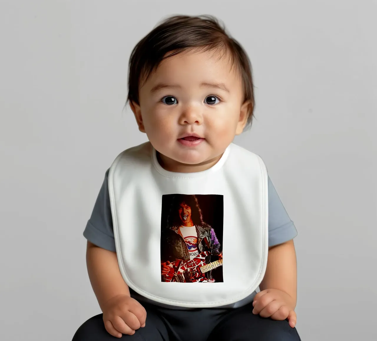 Art of Eddie Van Halen baby bib by neonartroom