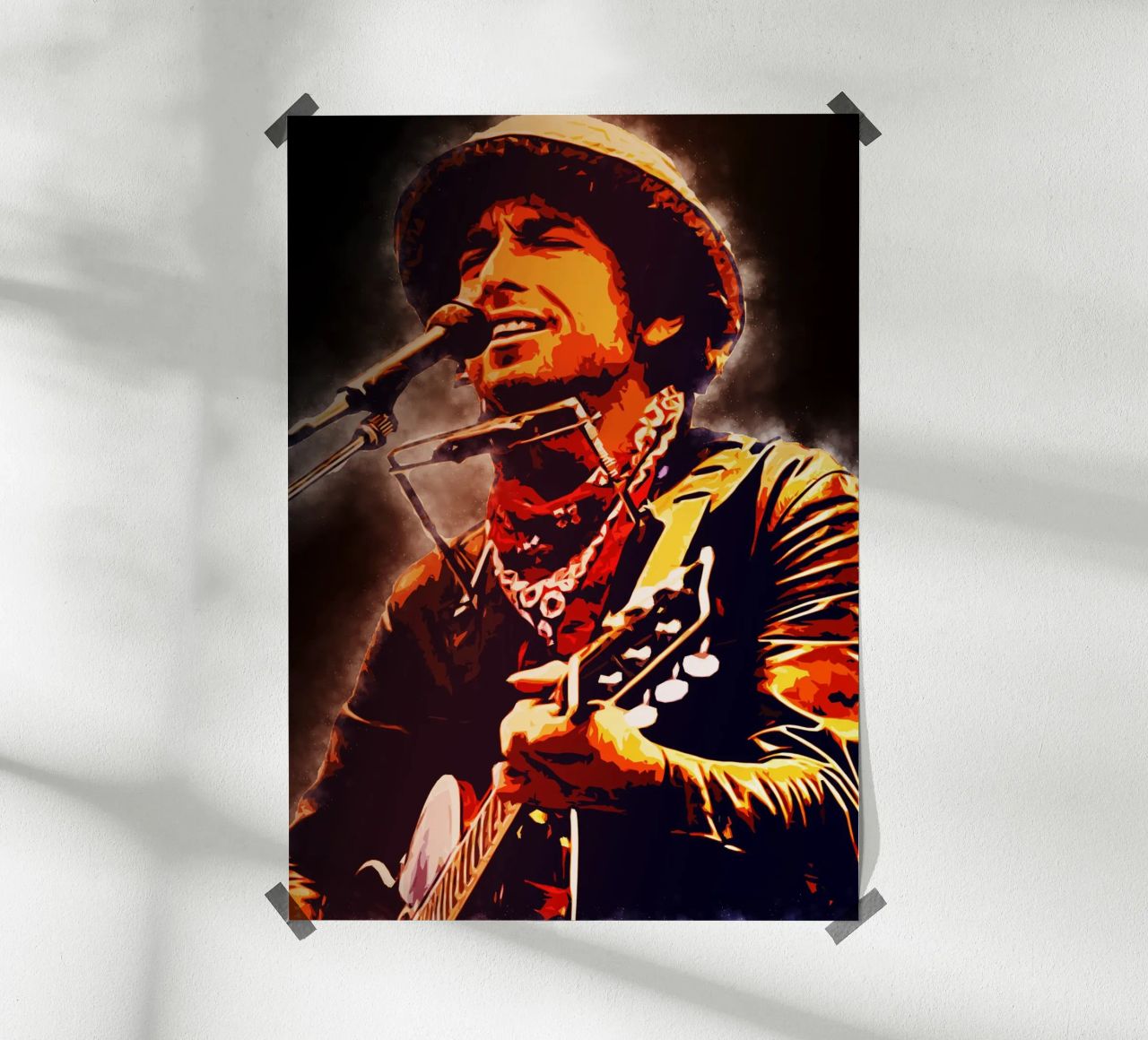 Kunst van Bob Dylan poster van neonartroom