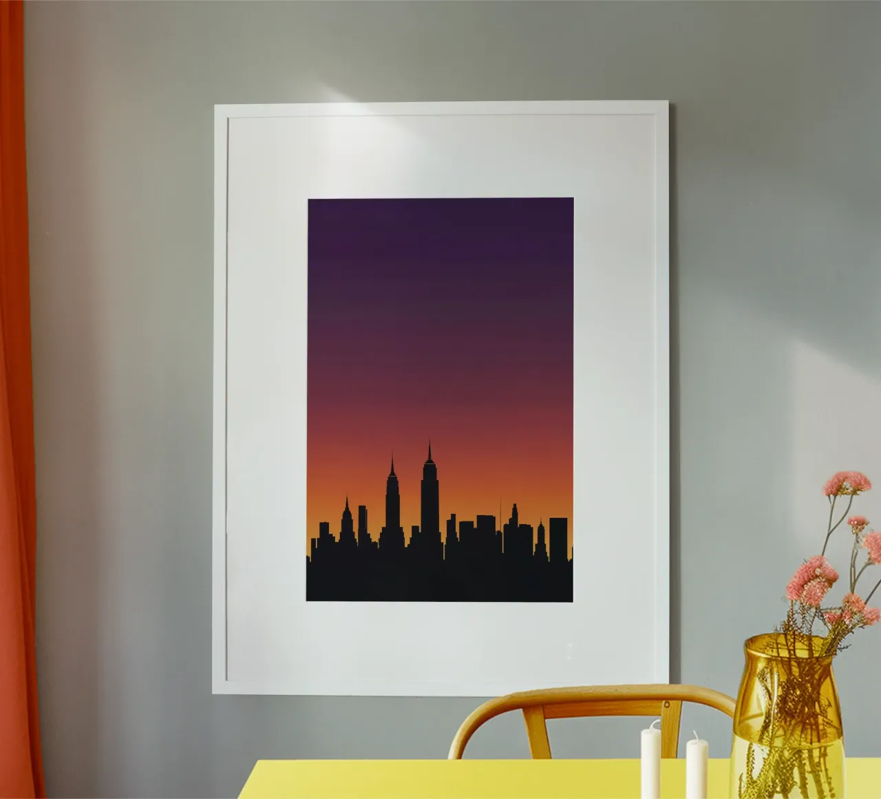 Sunset Horizon: New York Silhouette carta hahnemühle da AlbertKlee