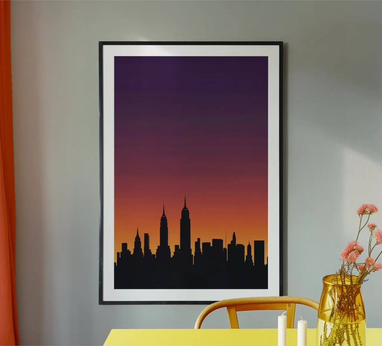 Sunset Horizon: New York Silhouette carta hahnemühle da AlbertKlee