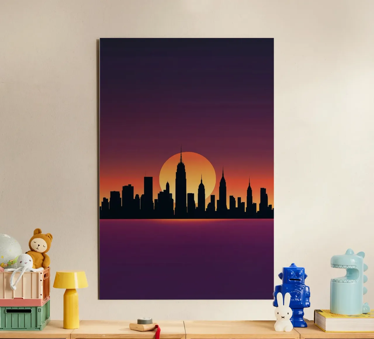 Manhattan at Dusk: A Minimalist View Alu-Dibond von AlbertKlee