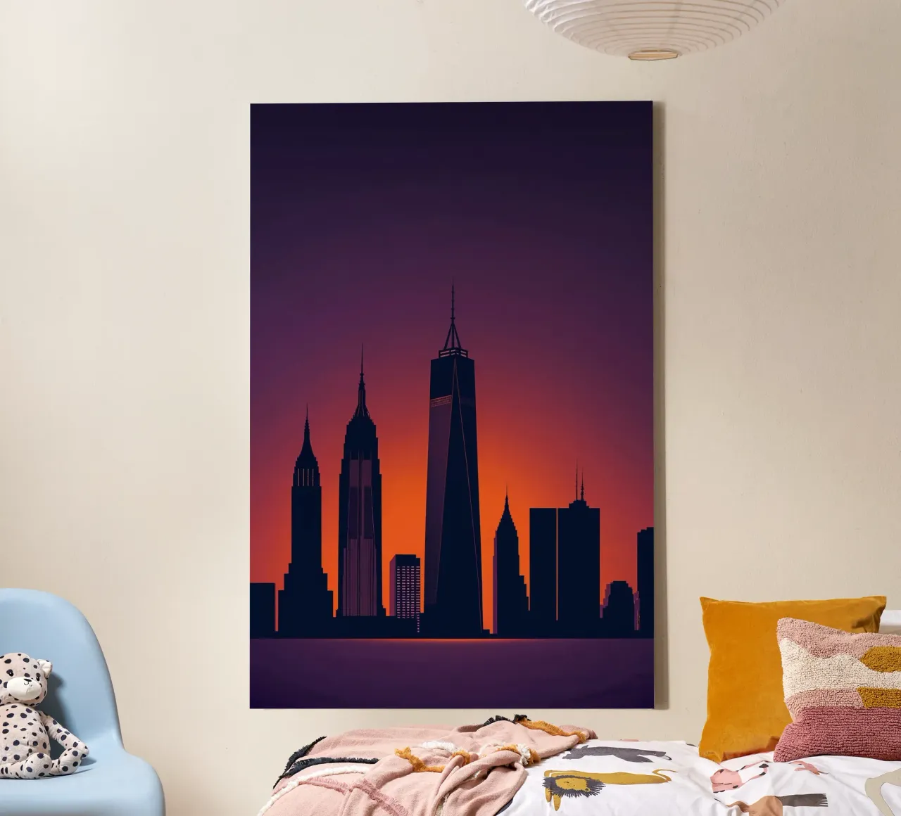 Manhattan Sunset: Skyline Symphony tela con Cornice a cassetta da AlbertKlee
