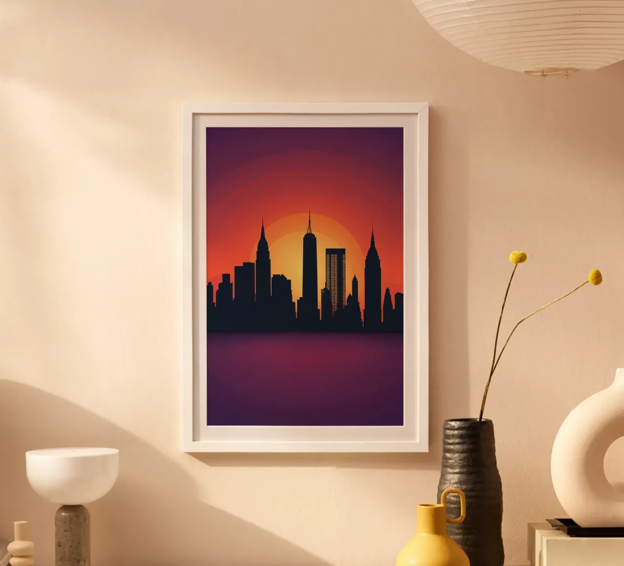 Timeless NYC Skyline in Vibrant Sunset carta hahnemühle da AlbertKlee
