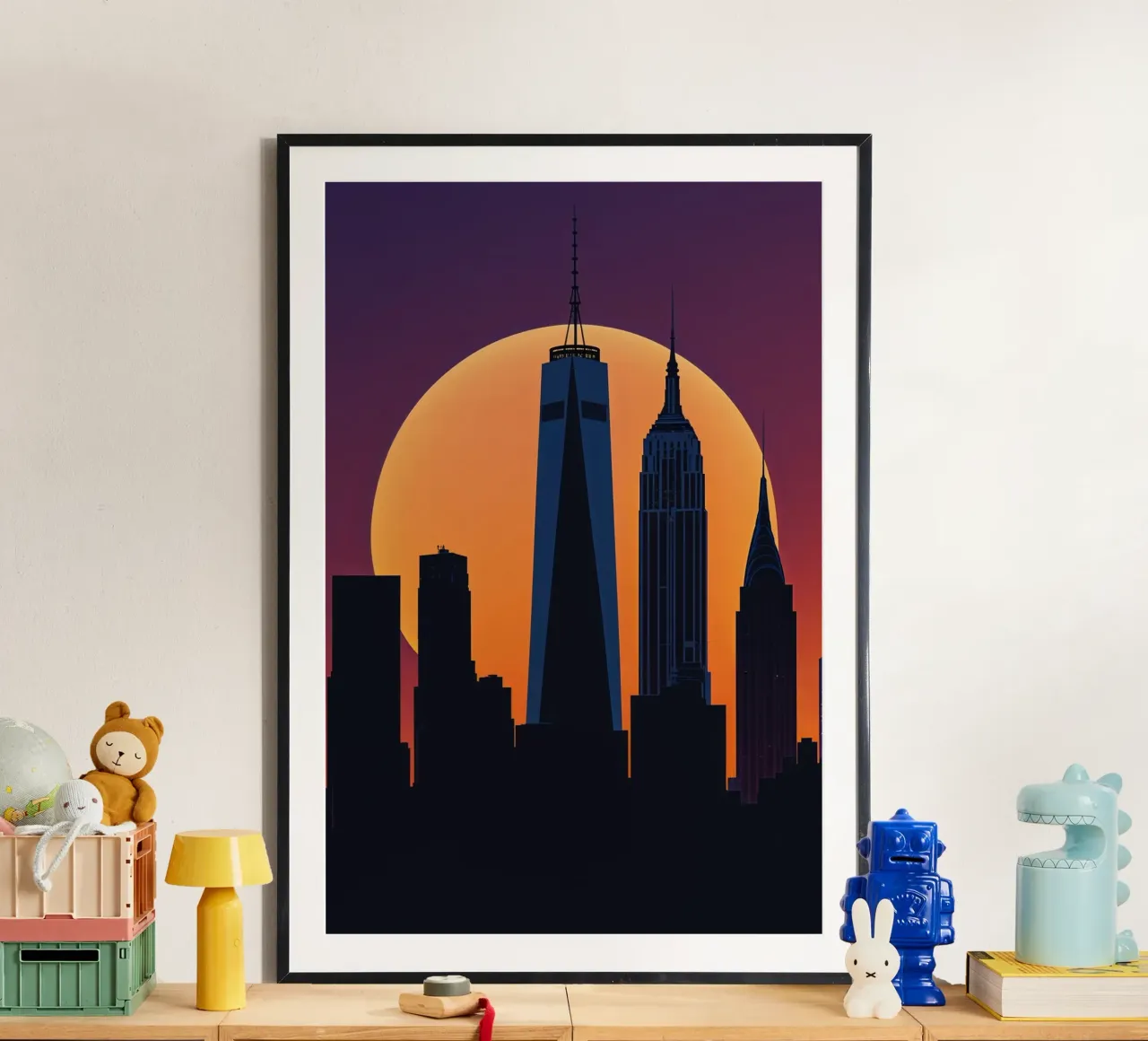 Sunset Silhouette of New York’s Iconic Skyline carta hahnemühle da AlbertKlee