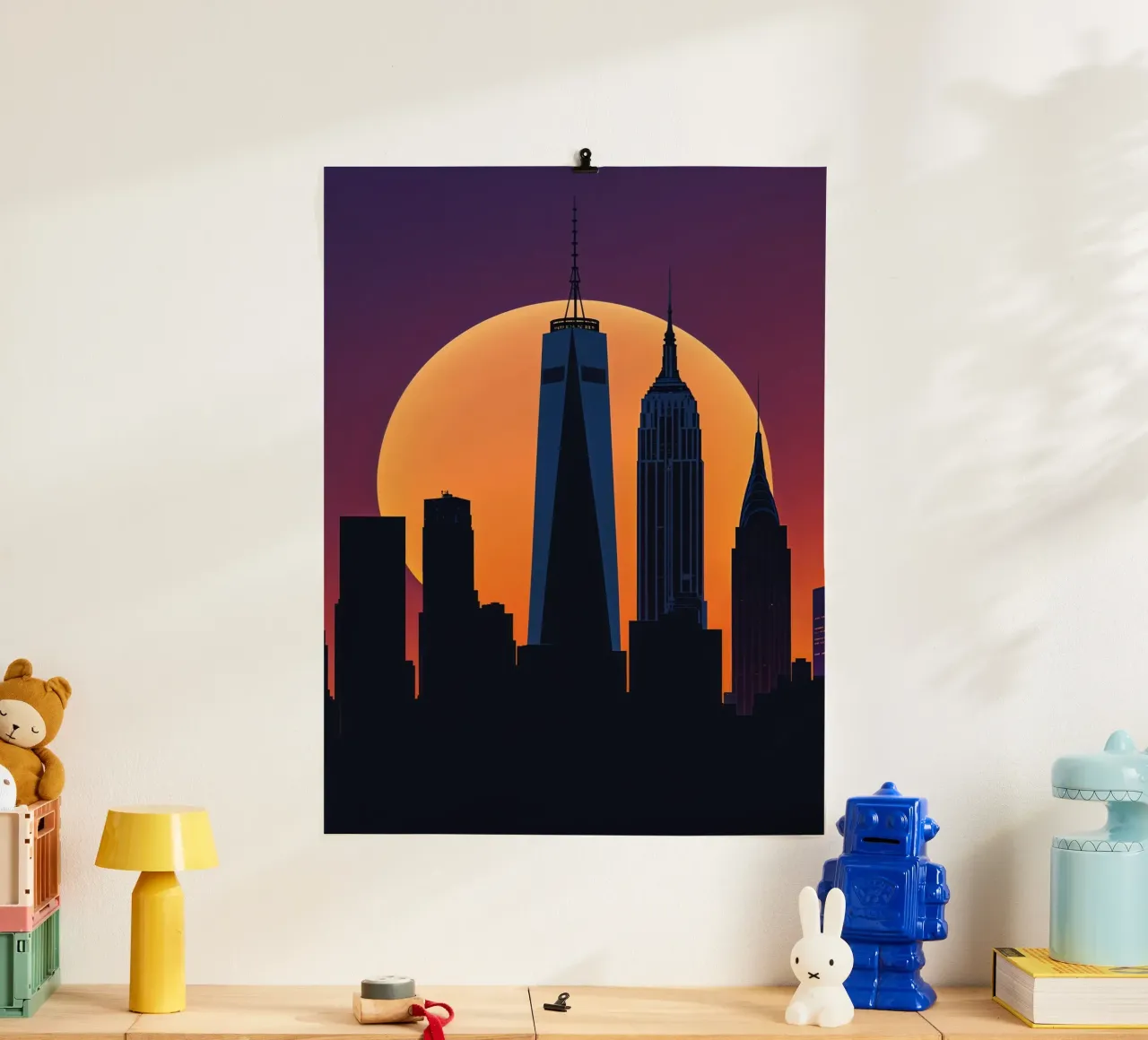 Sunset Silhouette of New York’s Iconic Skyline carta hahnemühle da AlbertKlee