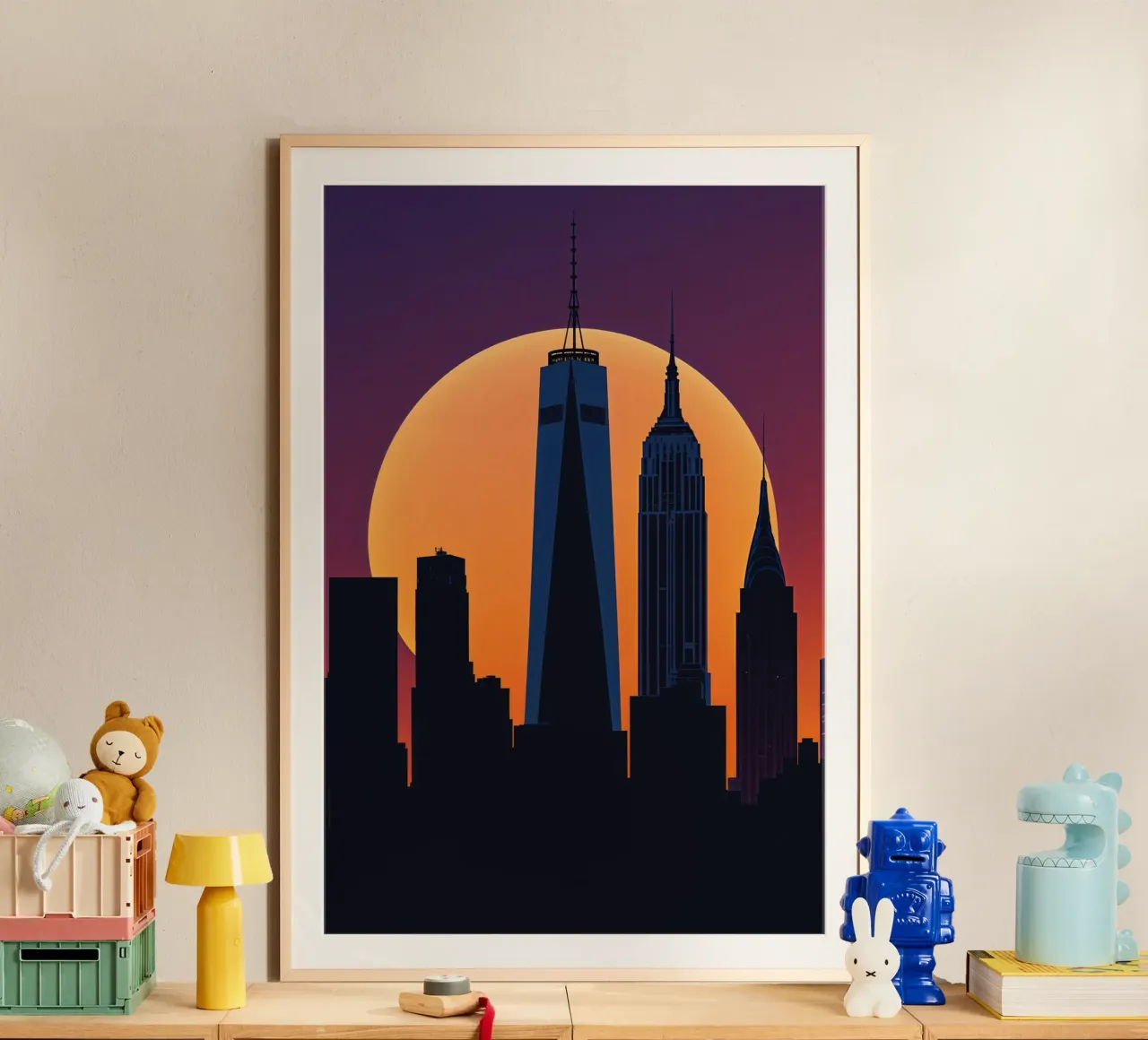 Sunset Silhouette of New York’s Iconic Skyline carta hahnemühle da AlbertKlee