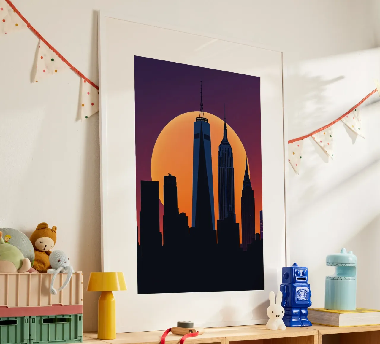 Sunset Silhouette of New York’s Iconic Skyline carta hahnemühle da AlbertKlee