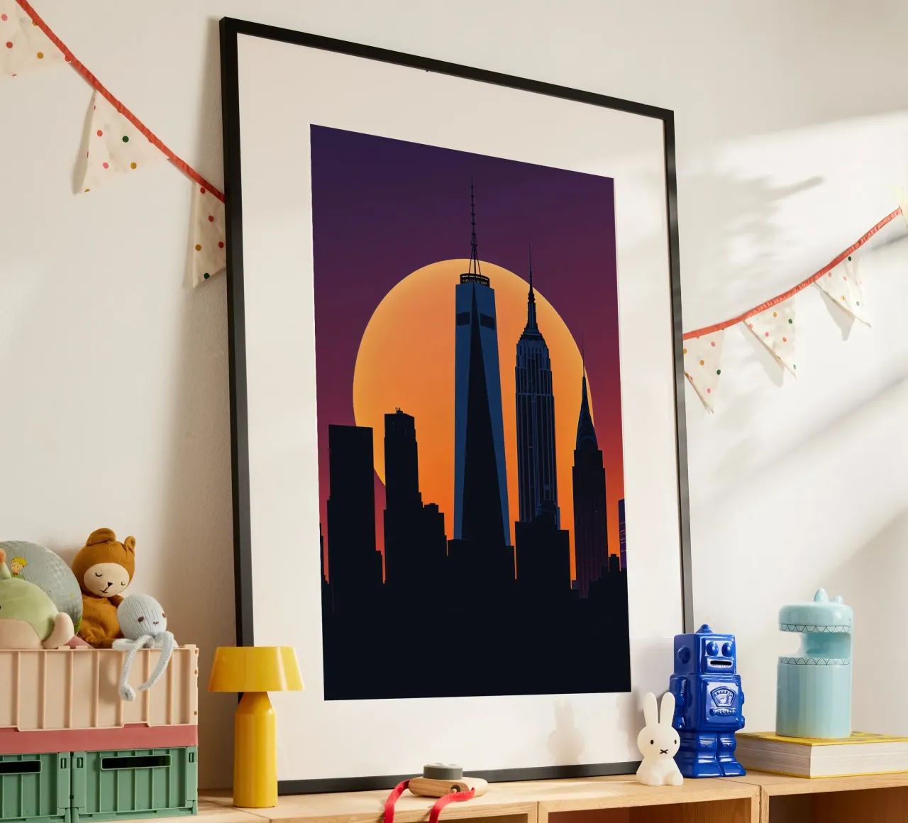Sunset Silhouette of New York’s Iconic Skyline carta hahnemühle da AlbertKlee