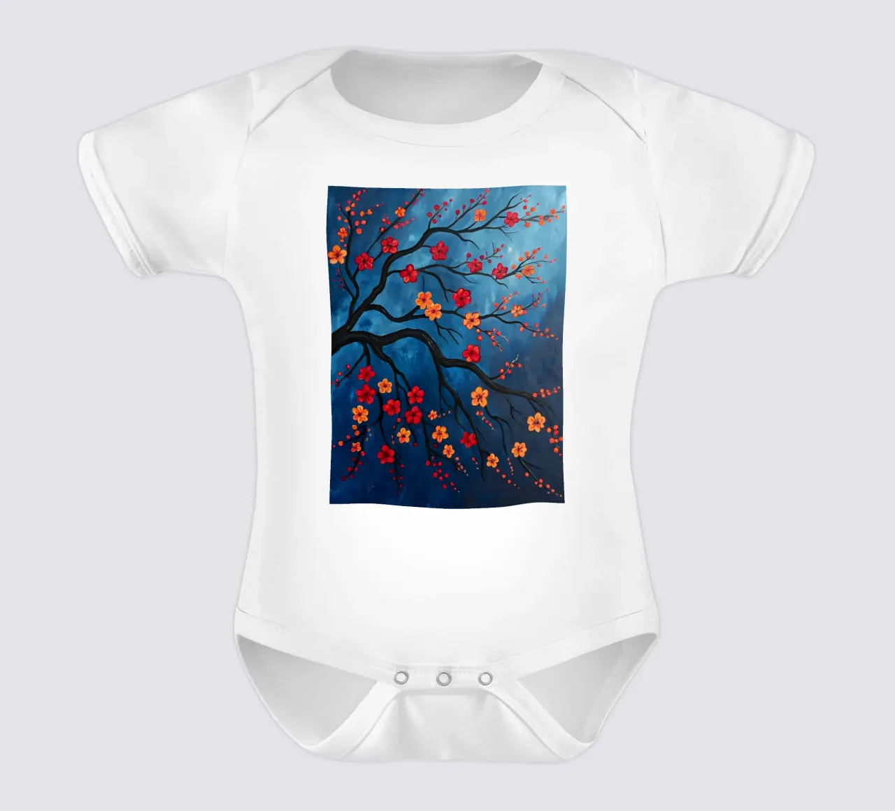 Rami in fiore nella notte body neonato maniche corte da Artistic-shop