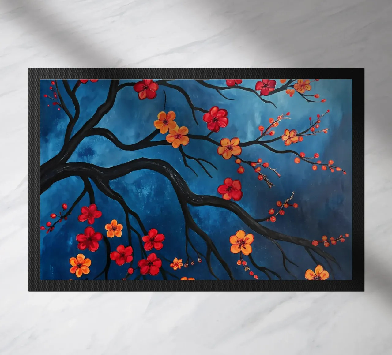 Rami in fiore nella notte zerbino da Artistic-shop