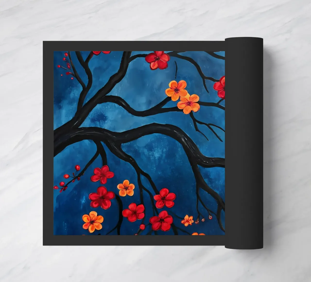 Rami in fiore nella notte zerbino da Artistic-shop