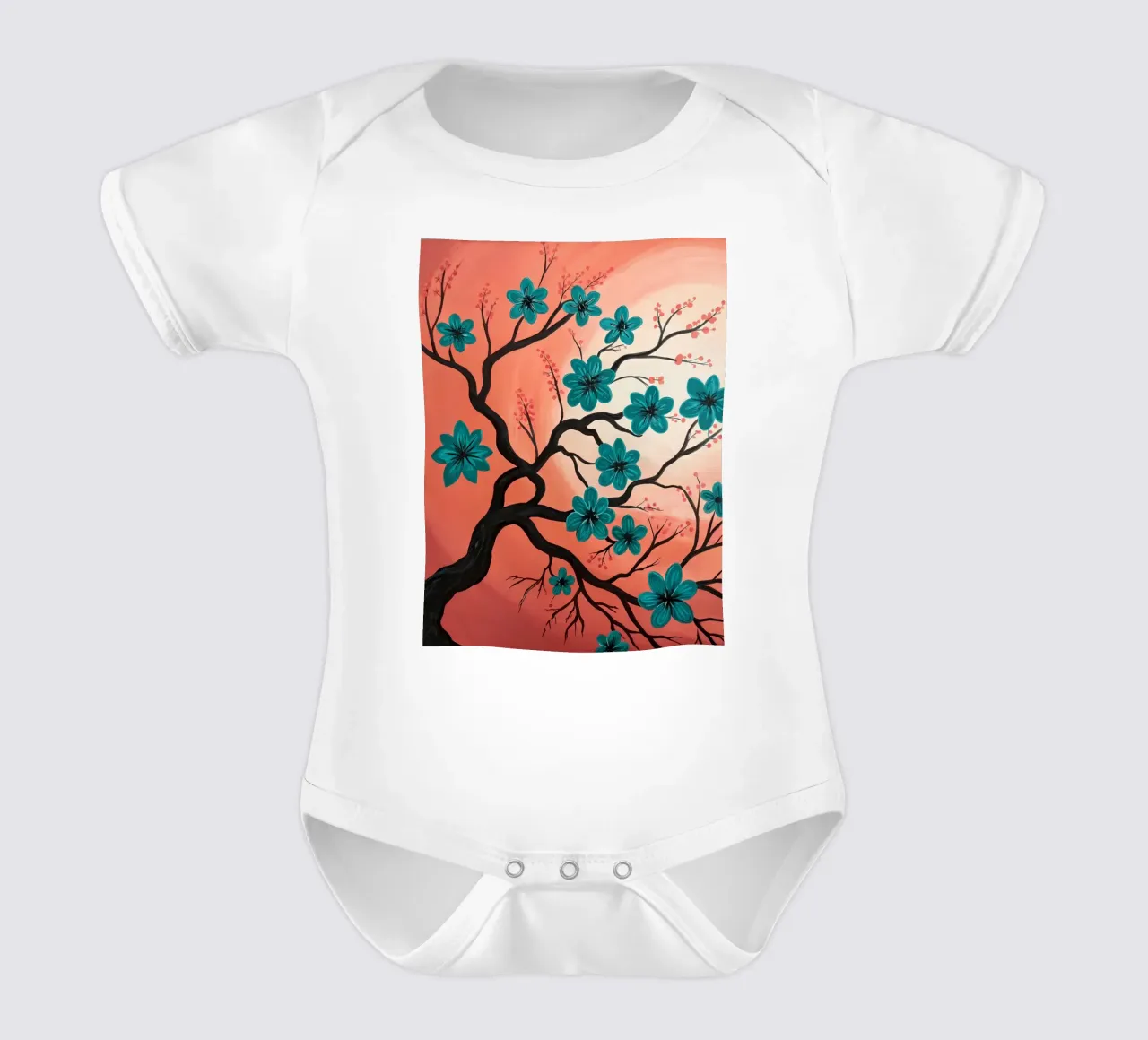 Albero di fiori di alzavola body neonato maniche corte da Artistic-shop
