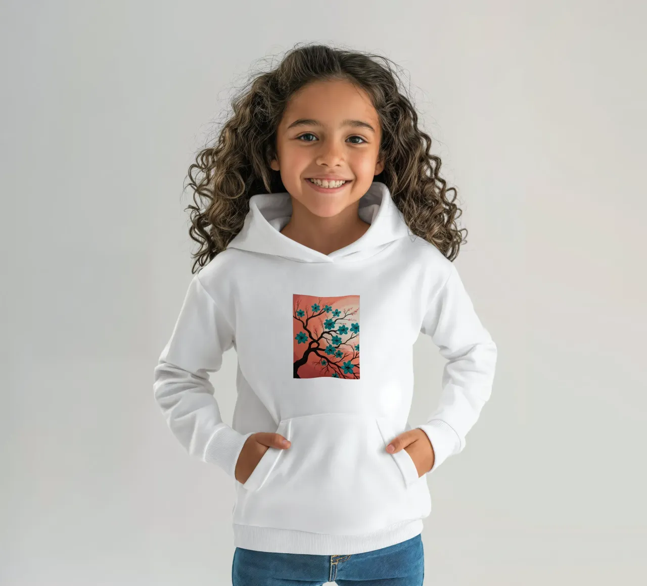 Albero di fiori di alzavola felpa bambino con cappuccio da Artistic-shop