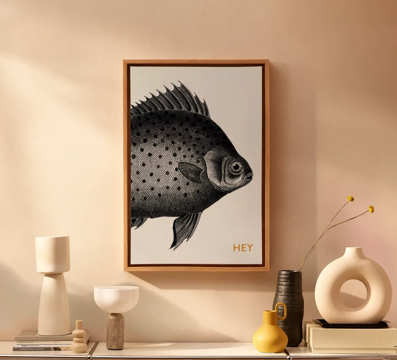 Hey Fish tela con Cornice a cassetta da The Gently Unfurling Sneak