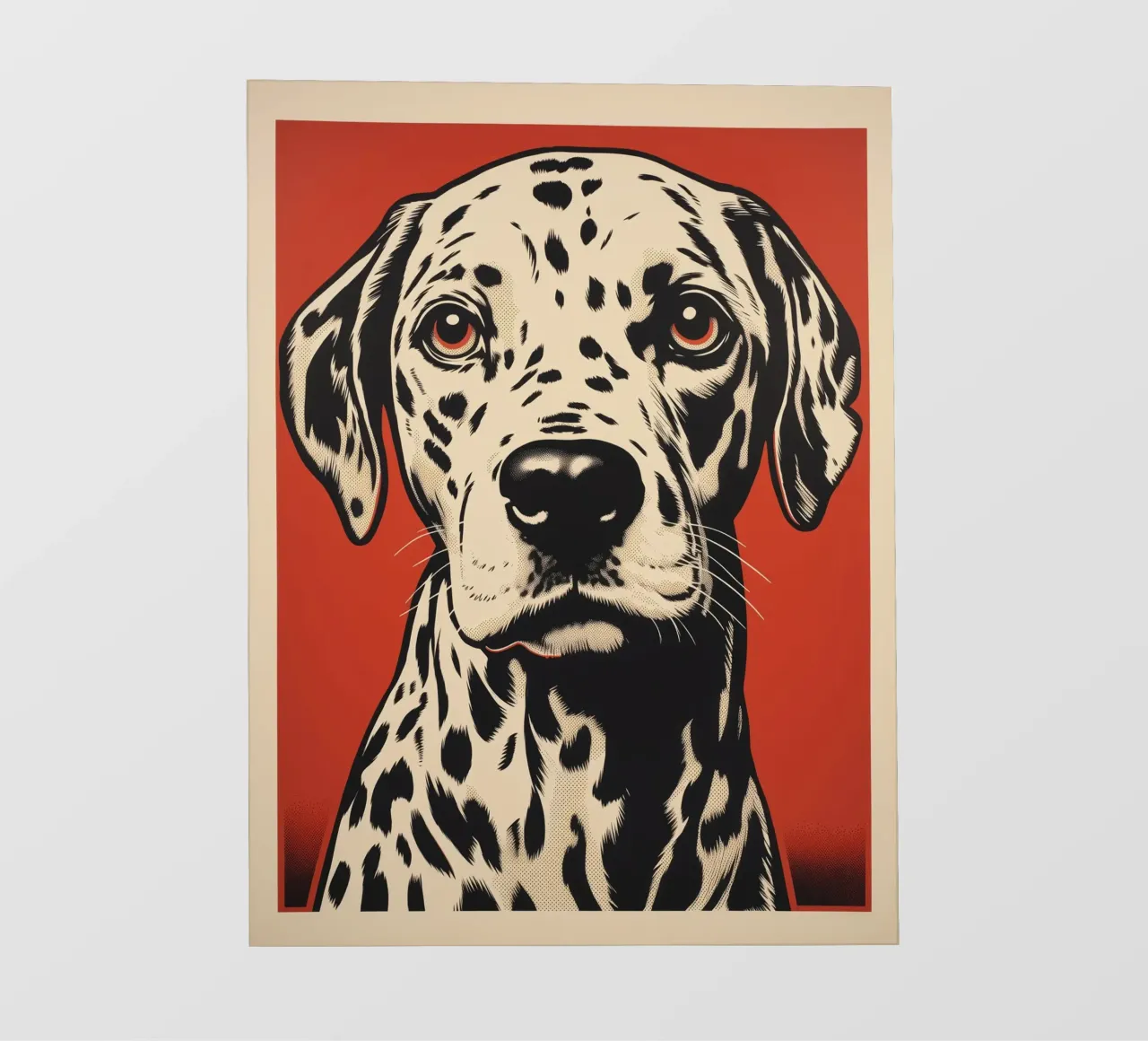 Dalmatian dog portrait colour woodcut photo wallpaper by Autofocus