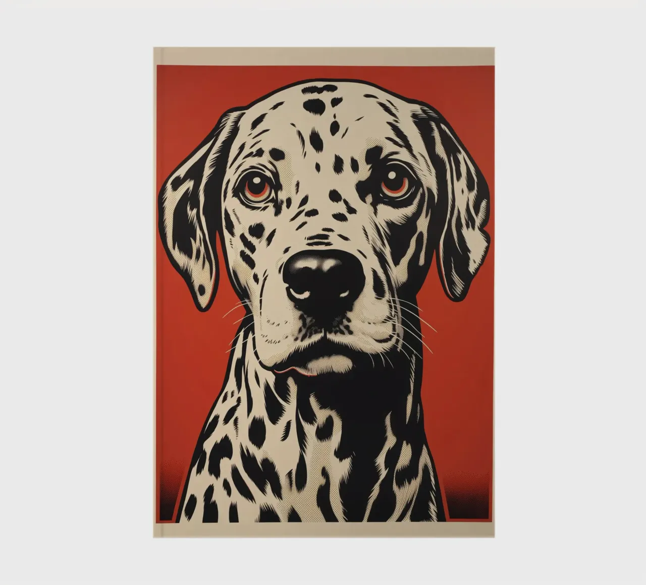 Ritratto di cane dalmata in xilografia a colori diario da Autofocus