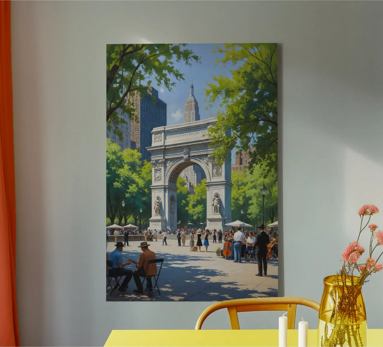 Washington Square Park Arch and Empire State View tela con Cornice a cassetta da AlbertKlee