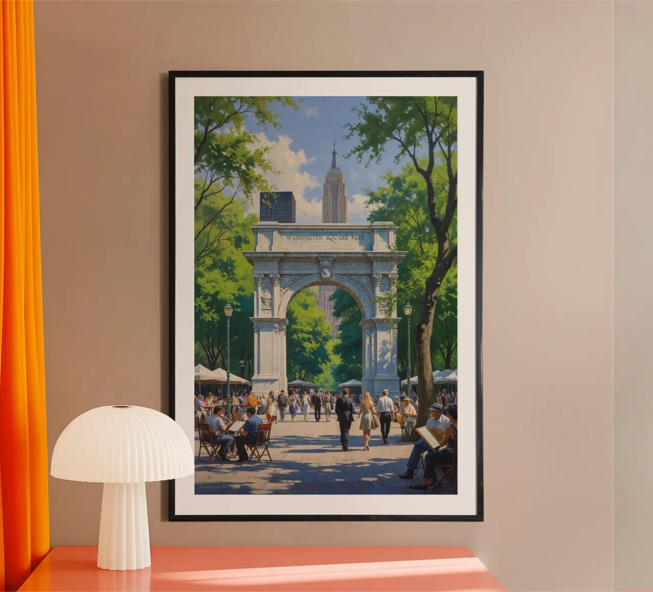 Strolling Through Washington Square Park poster con telaio in plastica da AlbertKlee