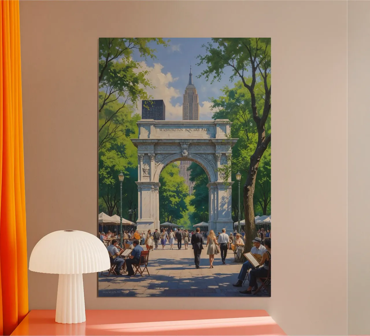 Strolling Through Washington Square Park poster con telaio in plastica da AlbertKlee