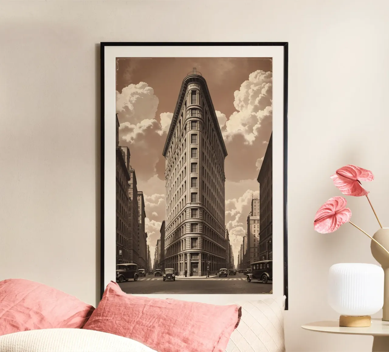 Historic Charm of the Flatiron Building poster con telaio in alluminio da AlbertKlee