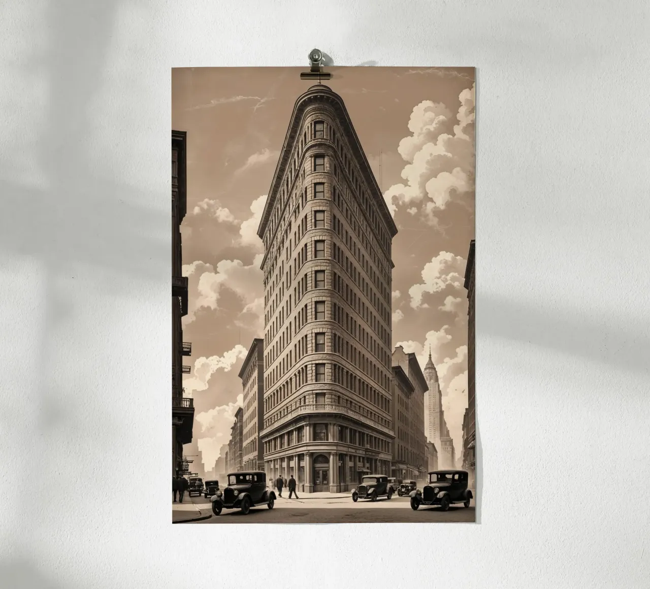 Flatiron Beauty: A Tribute to Classic NYC Poster mit Kunststoffrahmen von AlbertKlee