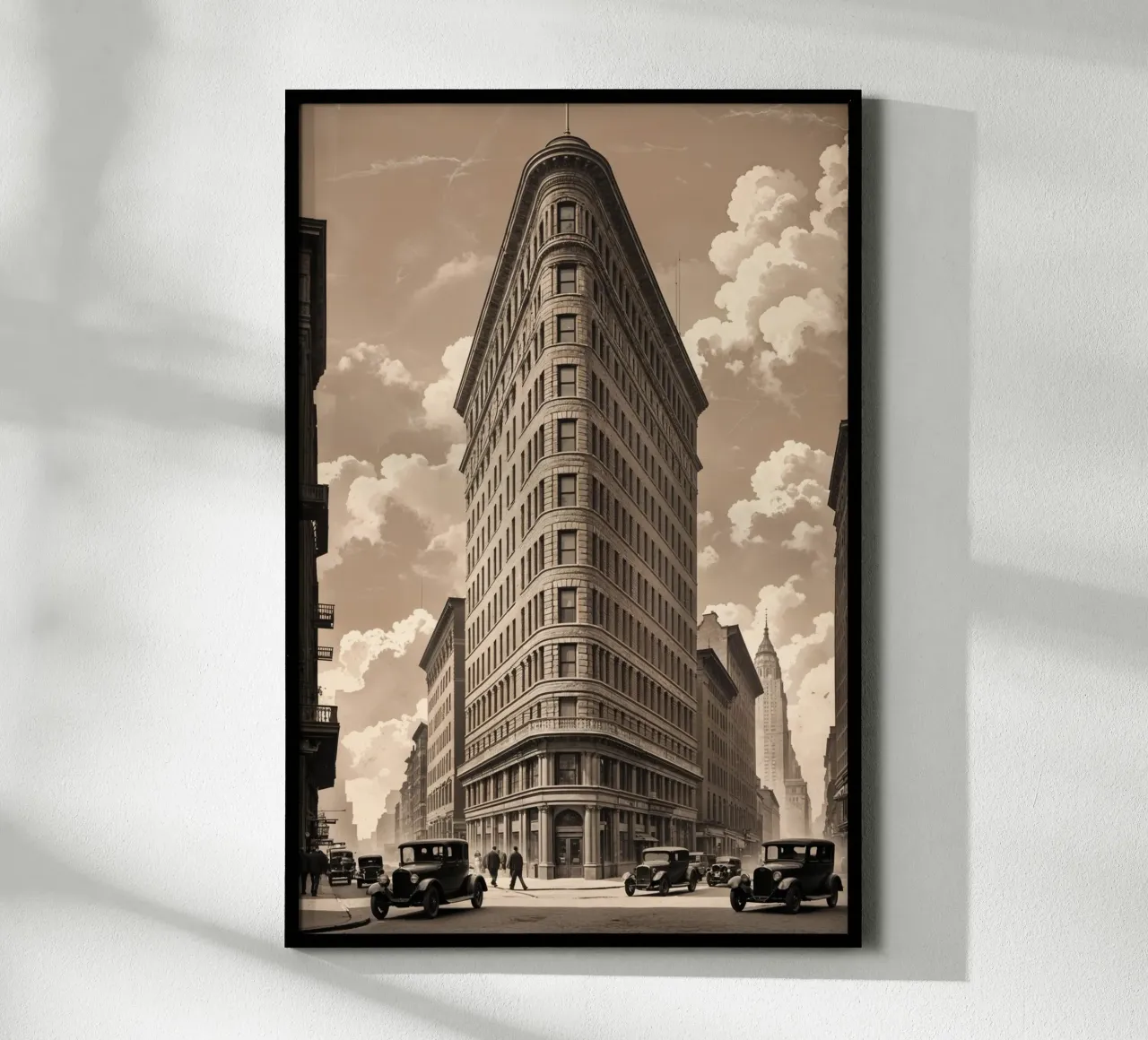 Flatiron Beauty: A Tribute to Classic NYC Poster mit Kunststoffrahmen von AlbertKlee