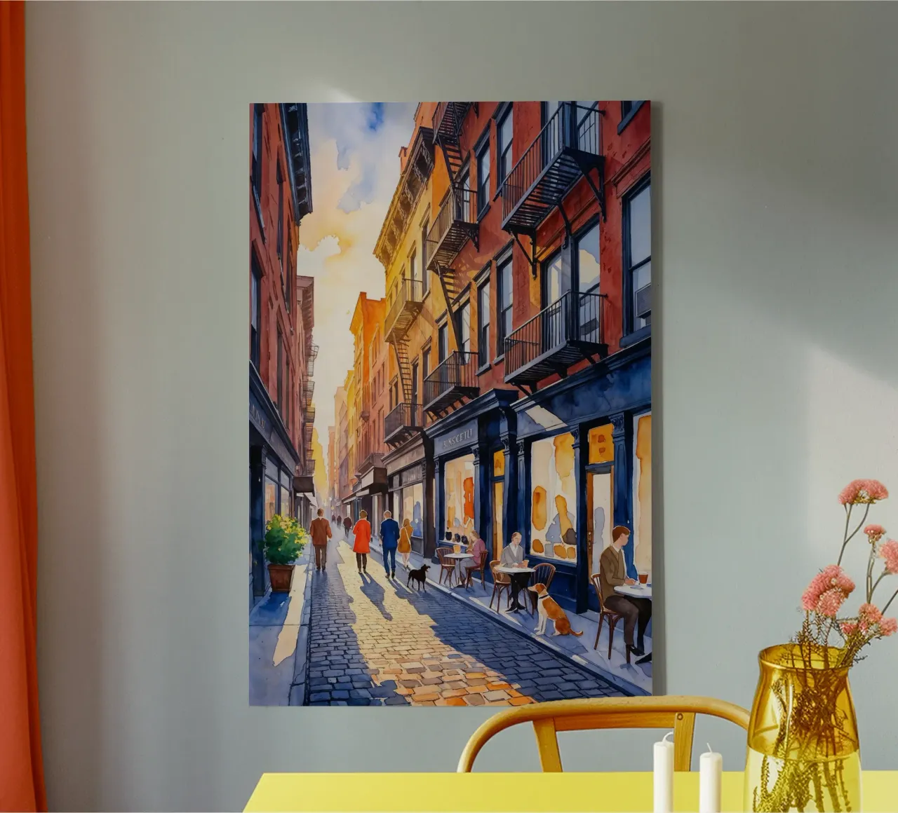 Evening Walk on a Vibrant Street tela con Cornice a cassetta da AlbertKlee