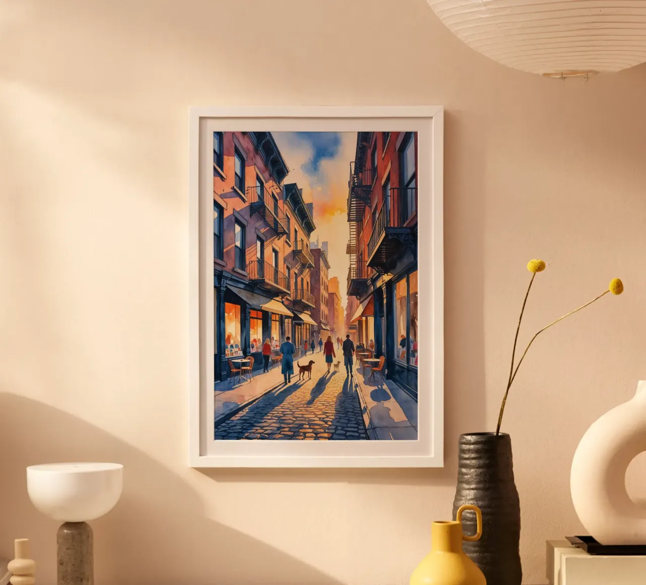 Warm Evening Stroll in the City carta hahnemühle da AlbertKlee