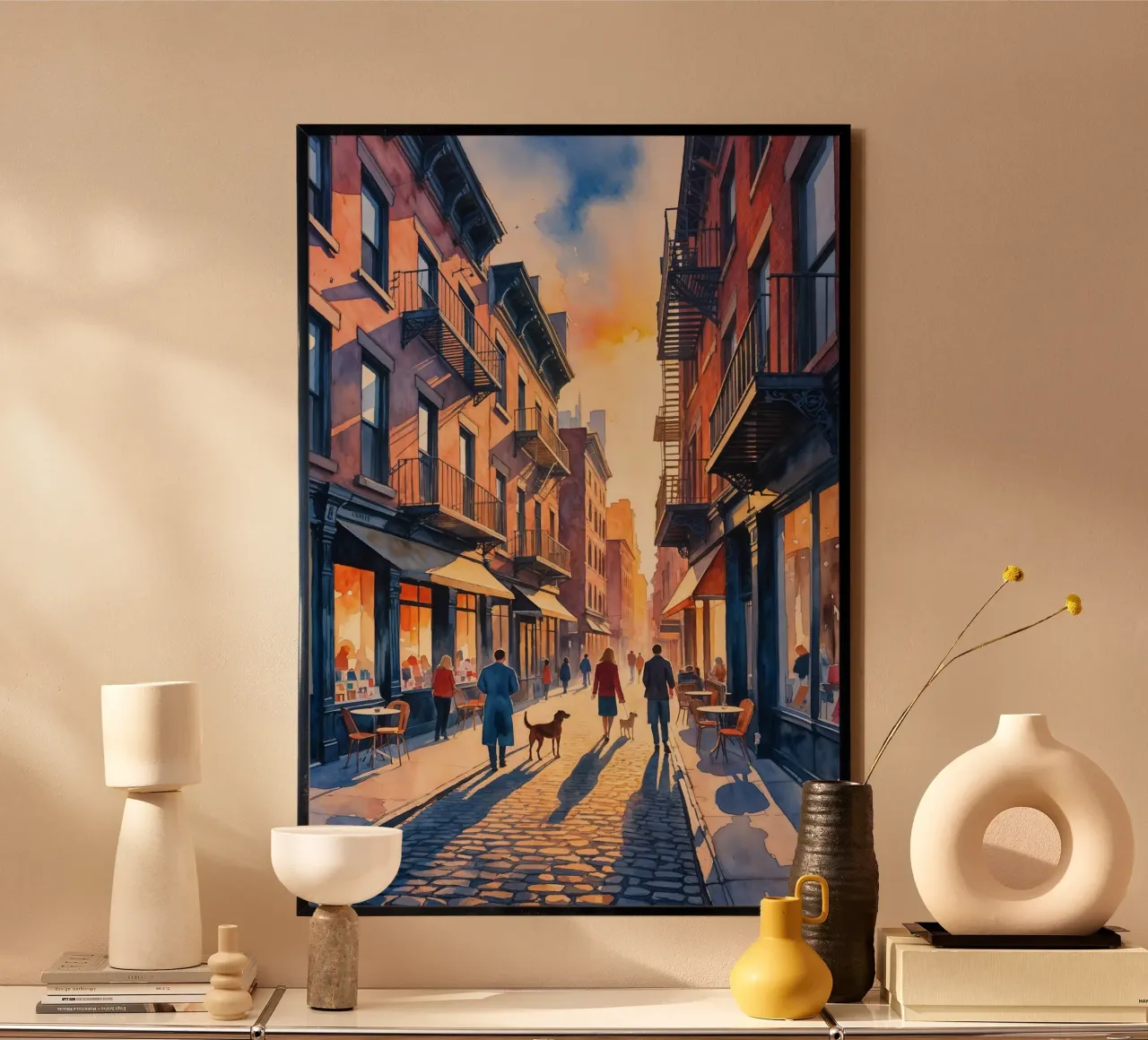 Warm Evening Stroll in the City carta hahnemühle da AlbertKlee