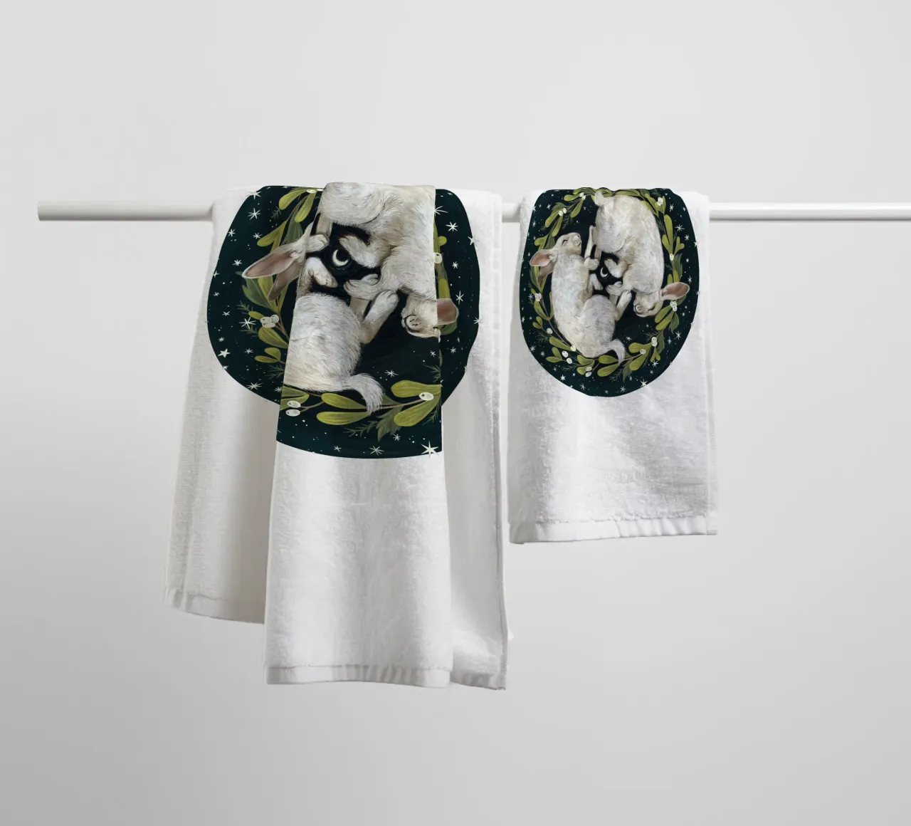 Rabbits Under The Stars towel by Laura Graves