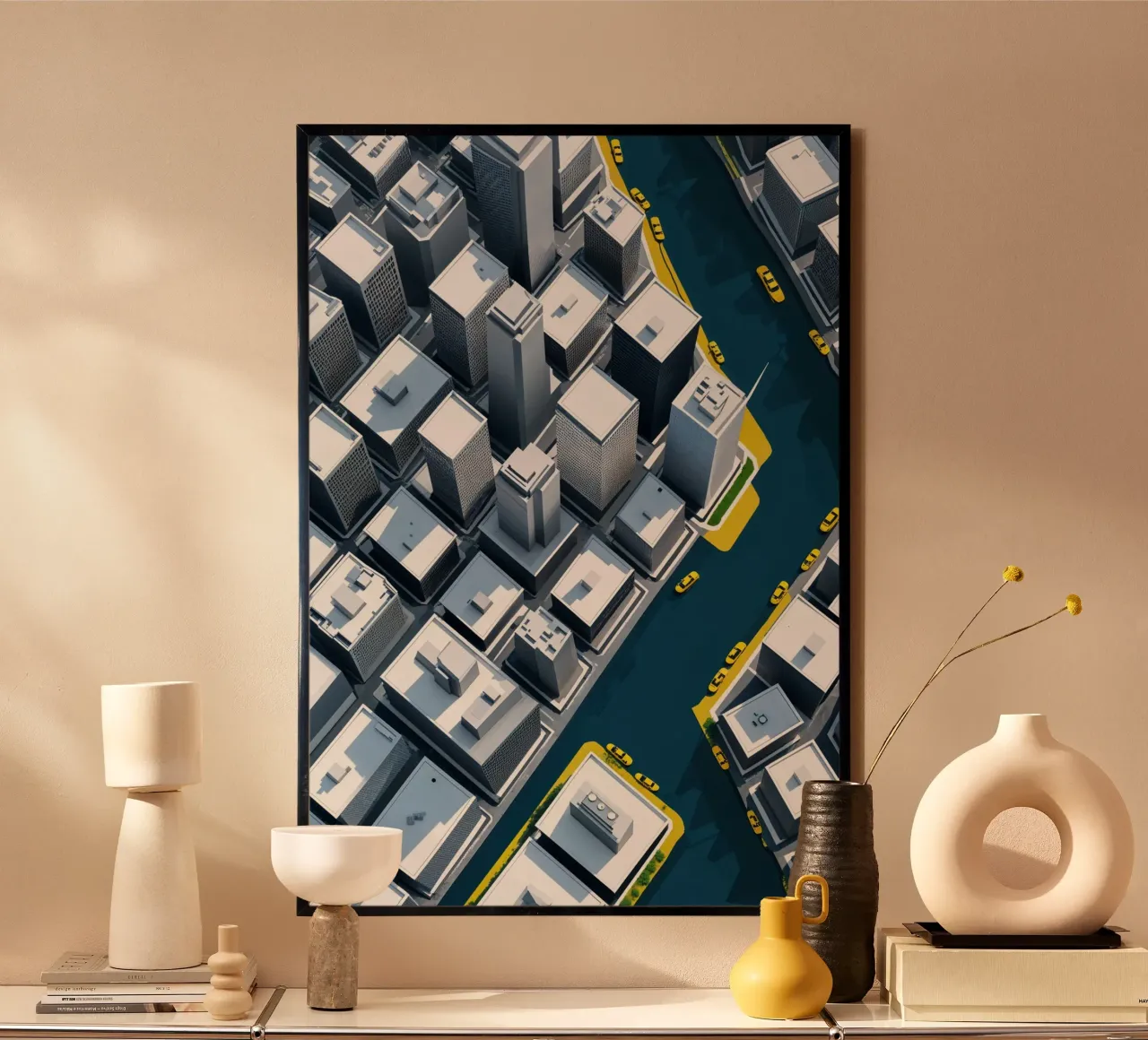 Aerial Harmony: Cityscapes and Green Intersections carta hahnemühle da AlbertKlee