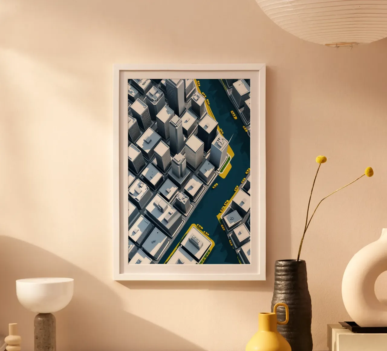 Aerial Harmony: Cityscapes and Green Intersections carta hahnemühle da AlbertKlee