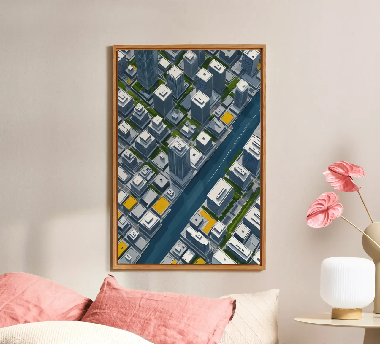 Urban Precision: Aerial View of a Modern Cityscape alluminio dibond da AlbertKlee