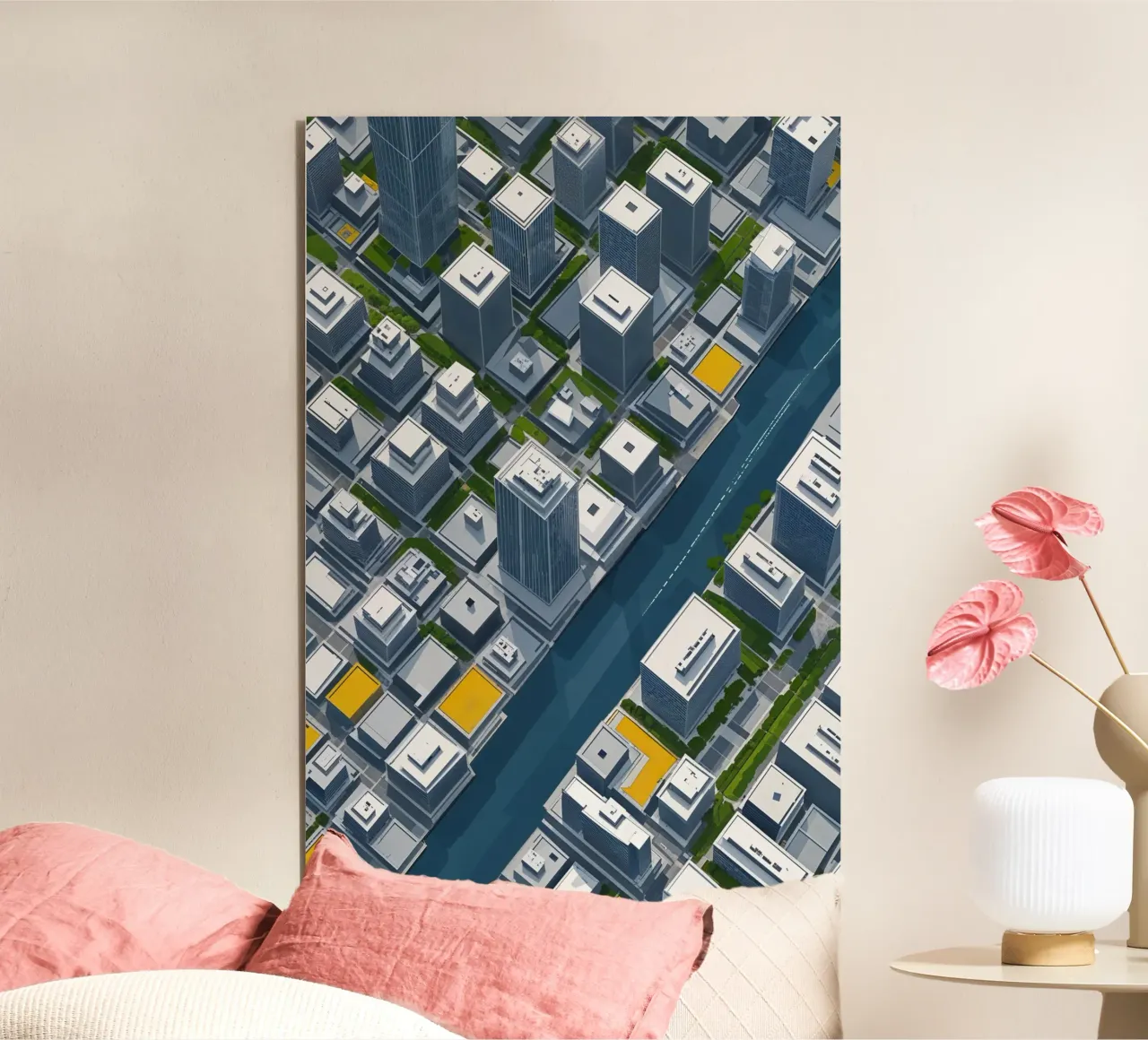 Urban Precision: Aerial View of a Modern Cityscape alluminio dibond da AlbertKlee