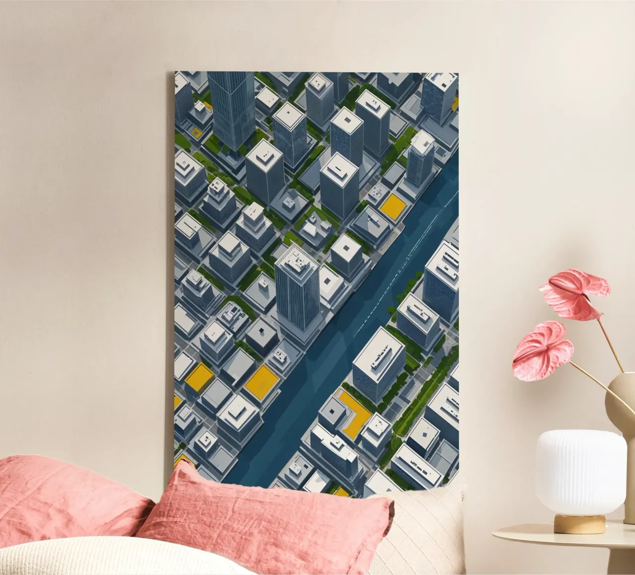 Urban Precision: Aerial View of a Modern Cityscape tela da AlbertKlee