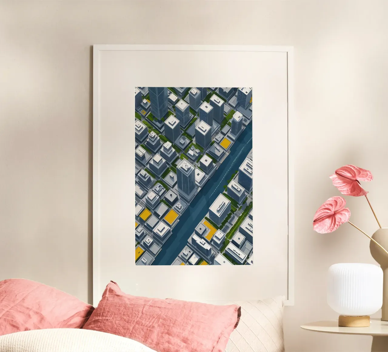Urban Precision: Aerial View of a Modern Cityscape carta hahnemühle da AlbertKlee